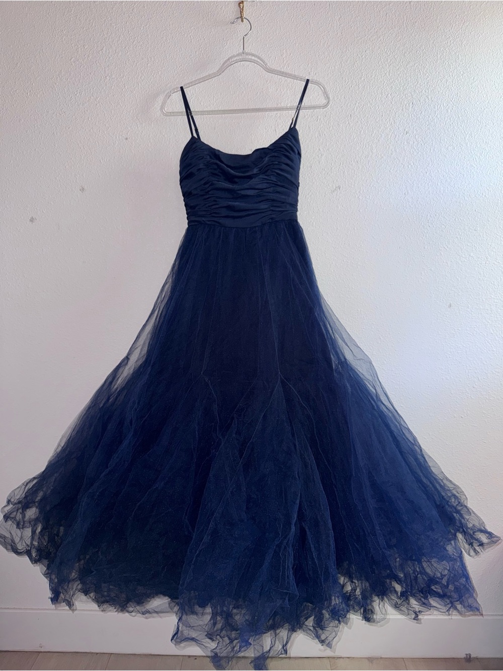 Hutch Toni Barre Sleeveless Tulle Maxi Dress in Navy Blue Sz: 2 $395 - RTR - Picture 3 of 9